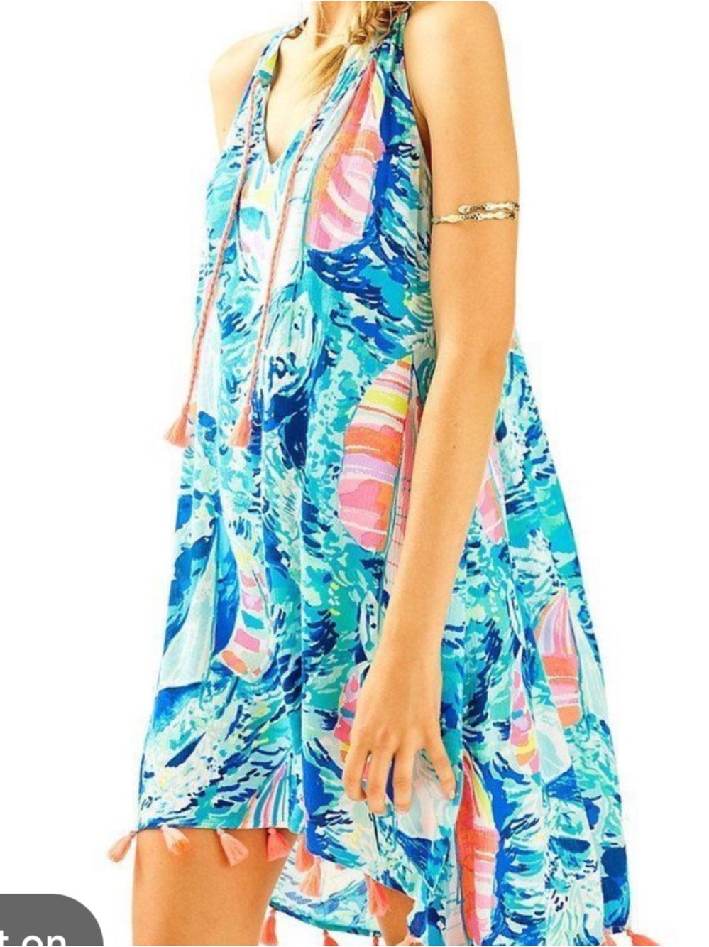 Lilly Pulitzer Roxi Dress, Hey Bay Bay, Sparkling Blue, Size Medium